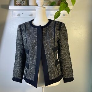 Women's Black and Gray Tweed Jacket Size XS